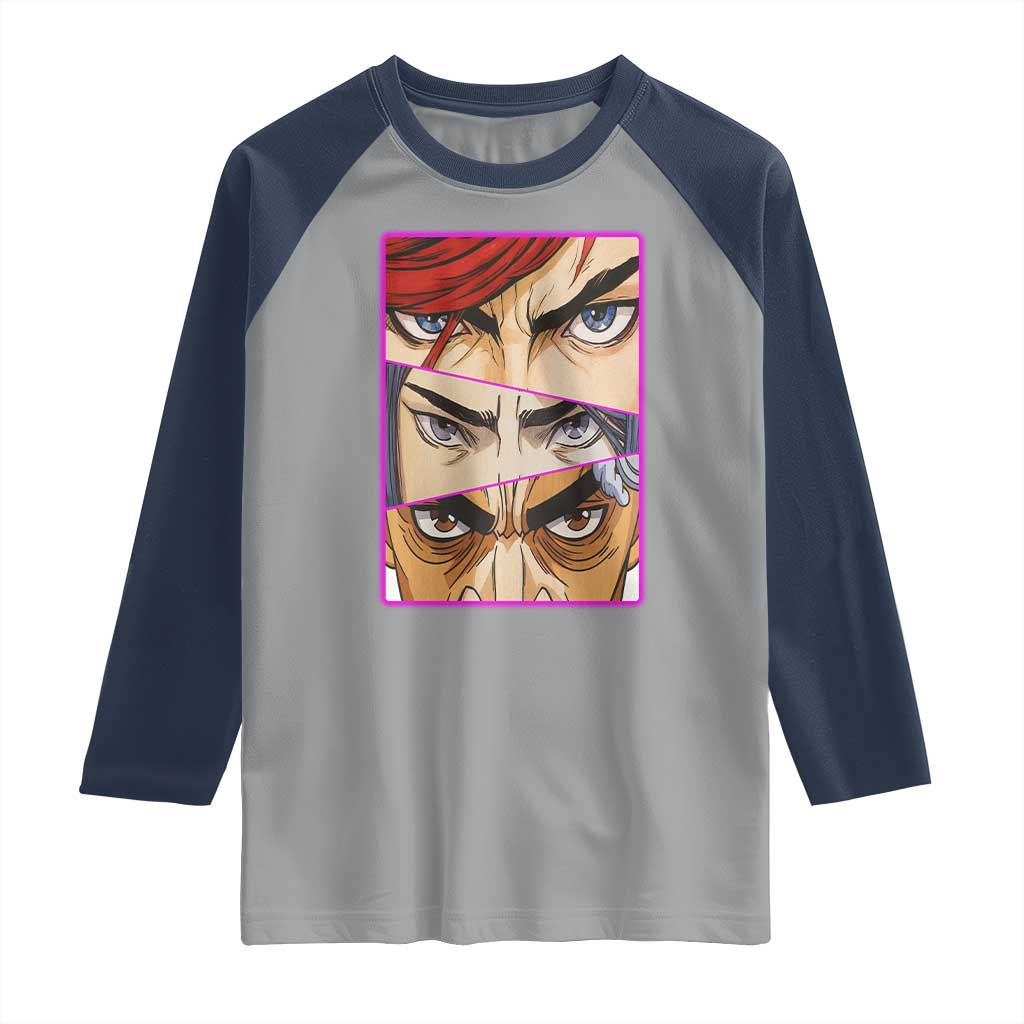 Futuristic Legends Anime Eyes Raglan Shirt Gift For League Gamer Fans TS12 Sport Gray Navy Print Your Wear
