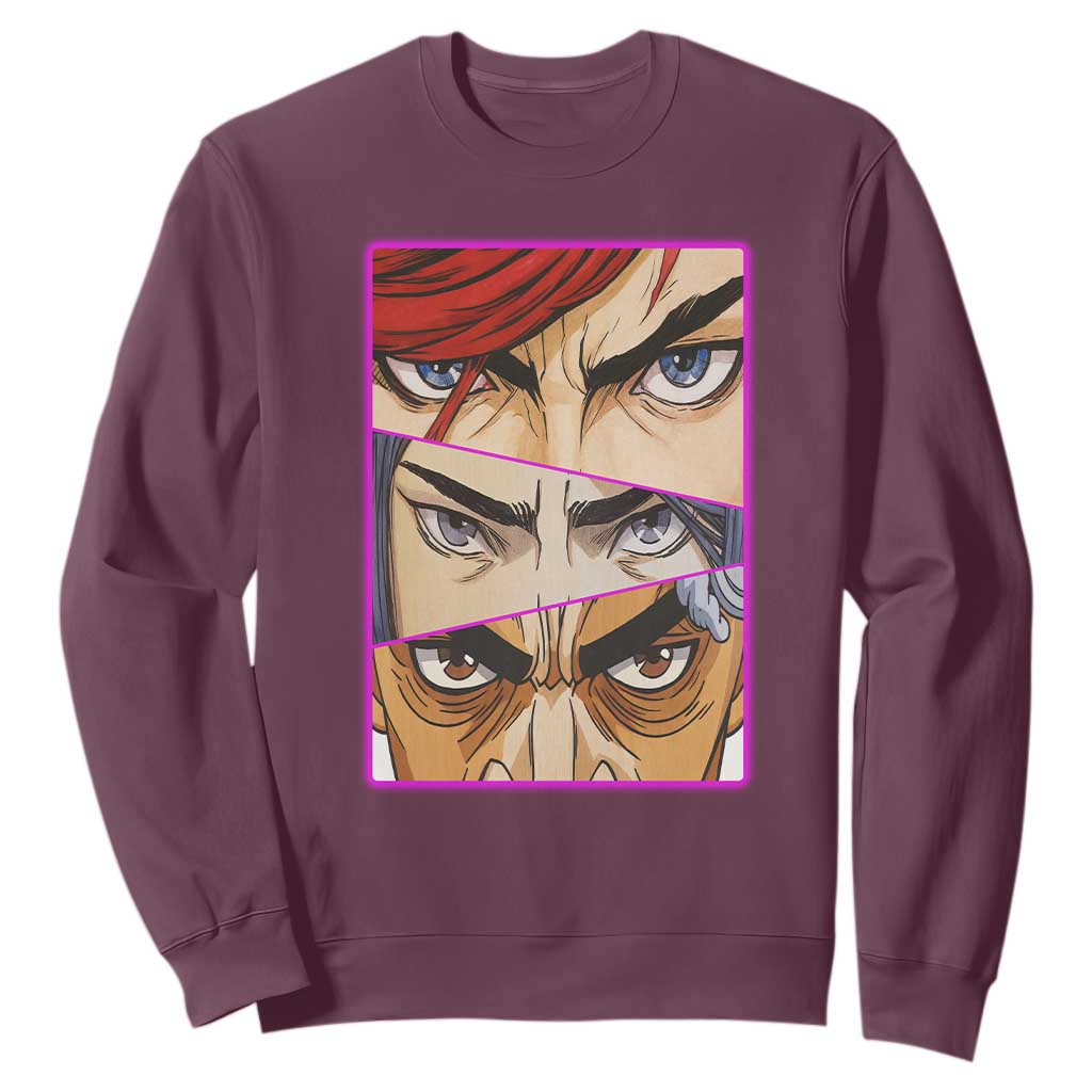 Futuristic Legends Anime Eyes Sweatshirt Gift For League Gamer Fans TS12 Maroon Print Your Wear