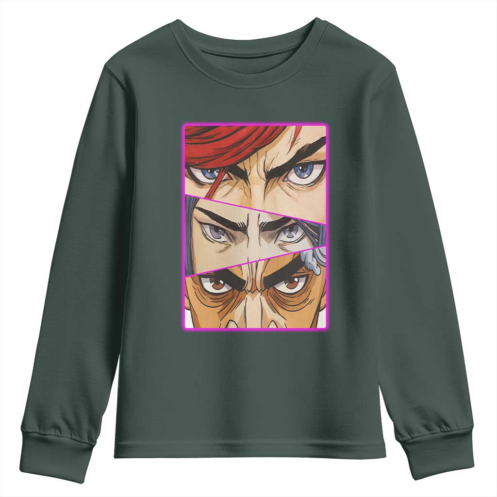Futuristic Legends Anime Eyes Youth Sweatshirt Gift For League Gamer Fans TS12 Dark Forest Green Print Your Wear