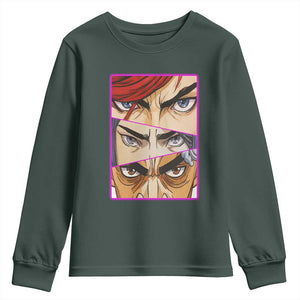 Futuristic Legends Anime Eyes Youth Sweatshirt Gift For League Gamer Fans TS12 Dark Forest Green Print Your Wear
