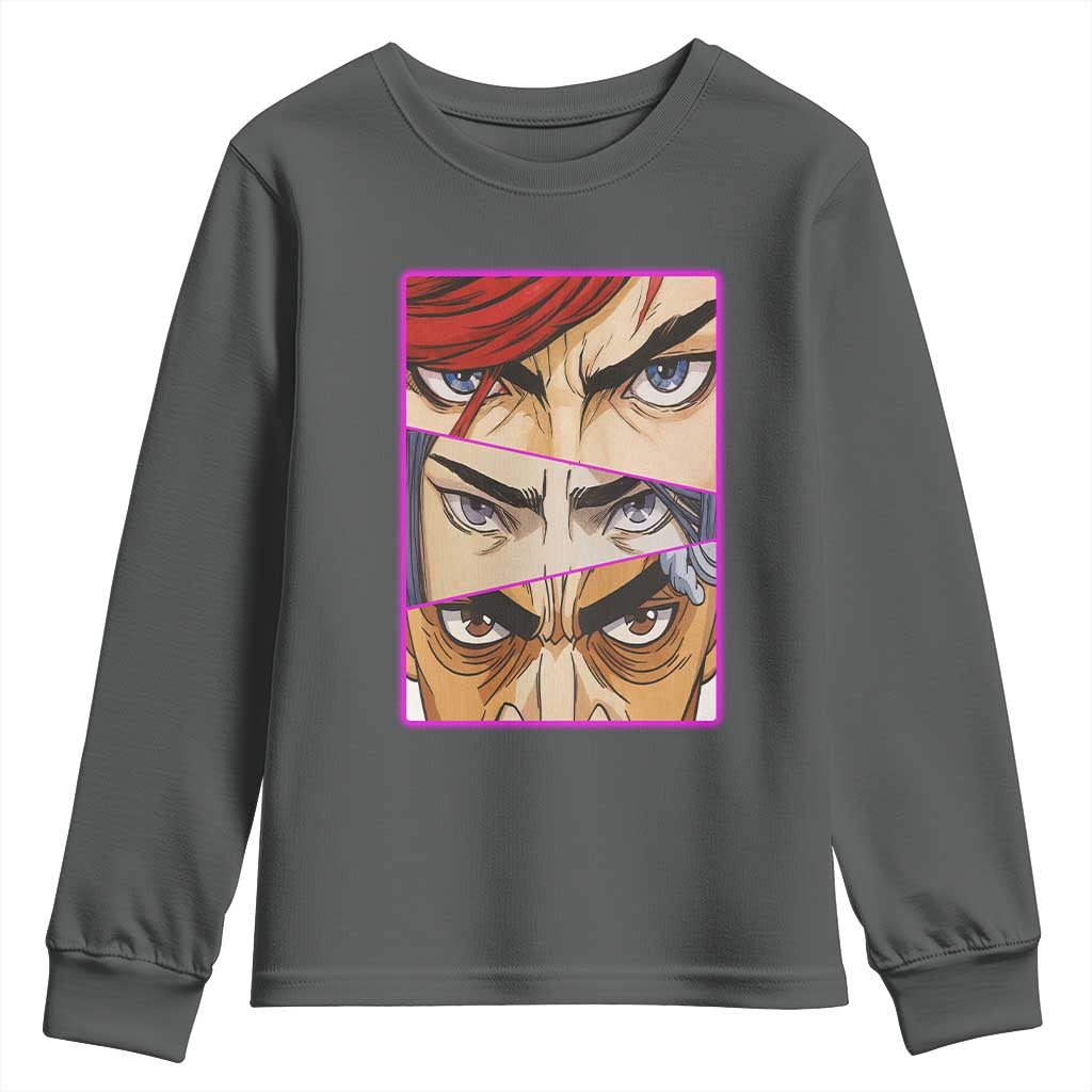 Futuristic Legends Anime Eyes Youth Sweatshirt Gift For League Gamer Fans TS12 Dark Heather Print Your Wear