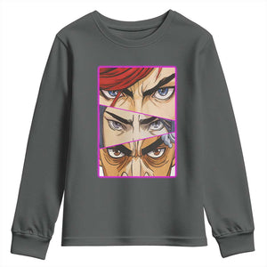 Futuristic Legends Anime Eyes Youth Sweatshirt Gift For League Gamer Fans TS12 Dark Heather Print Your Wear