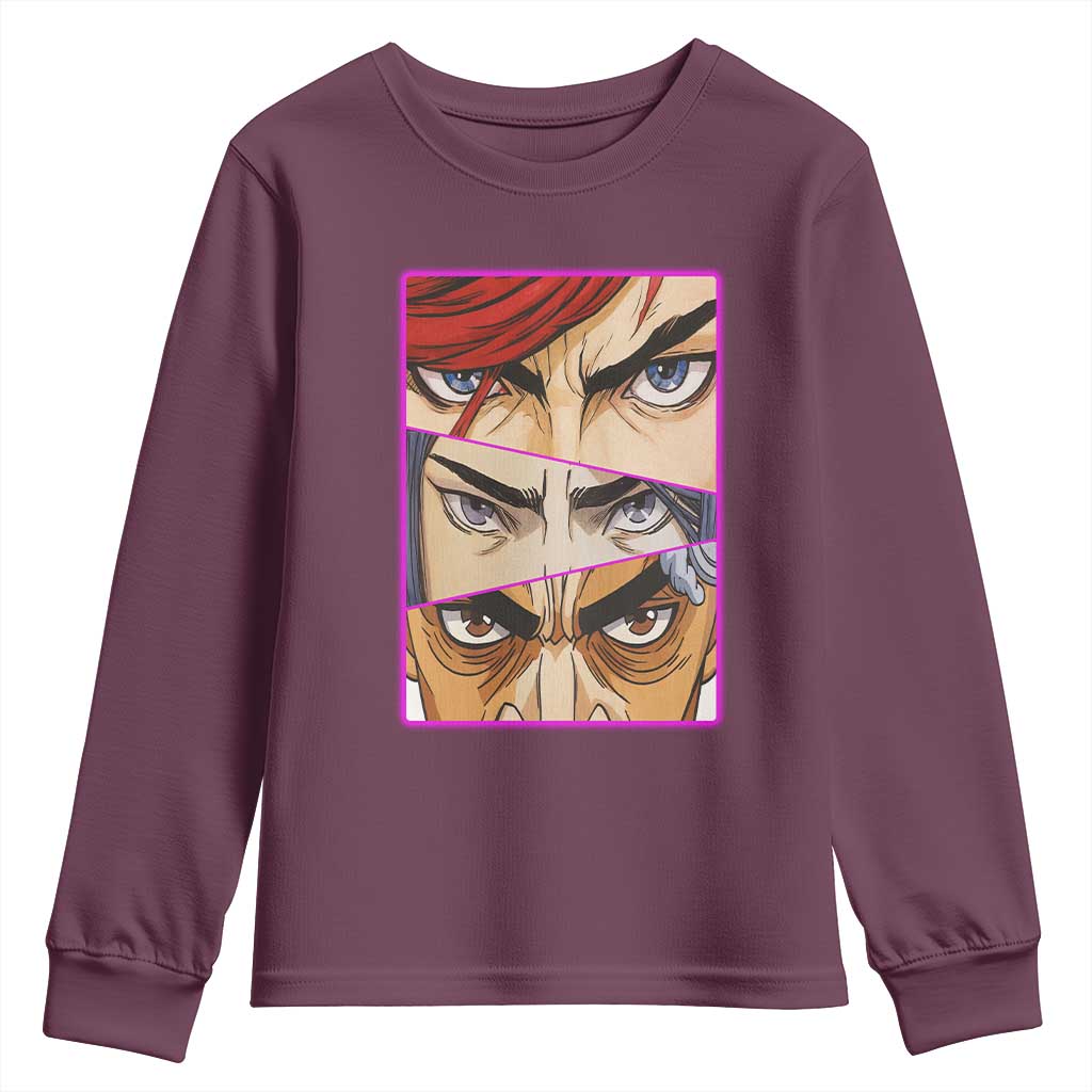 Futuristic Legends Anime Eyes Youth Sweatshirt Gift For League Gamer Fans TS12 Maroon Print Your Wear