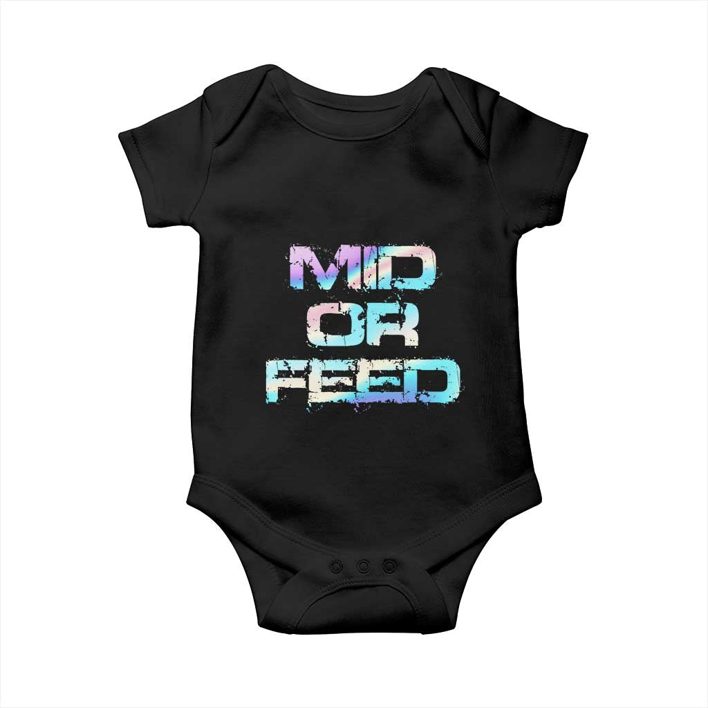Mid Or Feed Iridescent Effect Baby Onesie Funny Game Lover Gift TS12 Black Print Your Wear