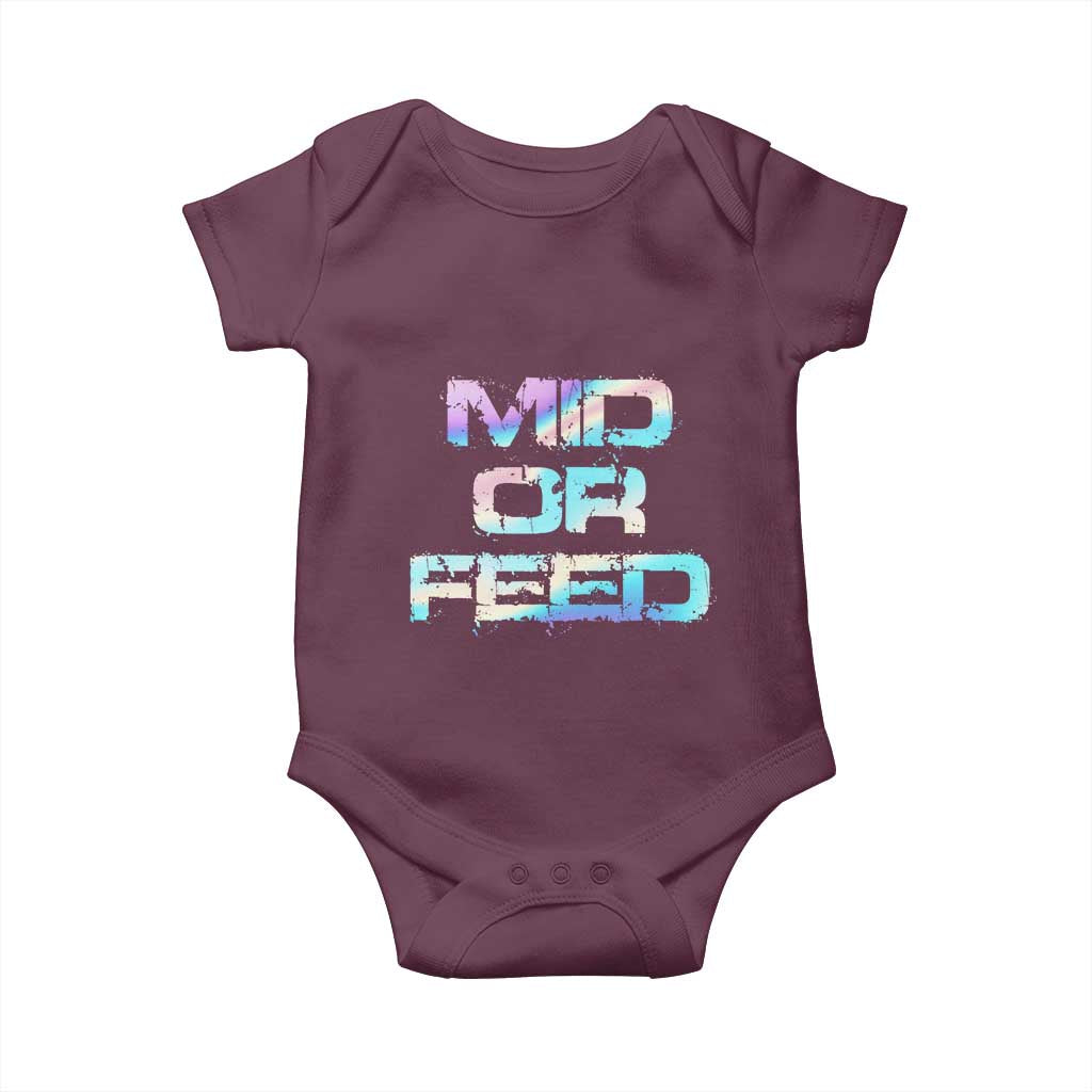 Mid Or Feed Iridescent Effect Baby Onesie Funny Game Lover Gift TS12 Maroon Print Your Wear