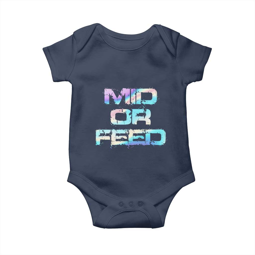 Mid Or Feed Iridescent Effect Baby Onesie Funny Game Lover Gift TS12 Navy Print Your Wear