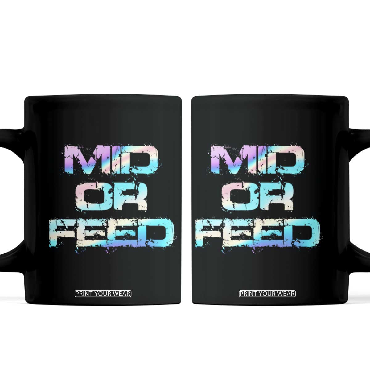 Mid Or Feed Iridescent Effect Coffee Mug Funny Game Lover Gift TS12 Black Print Your Wear