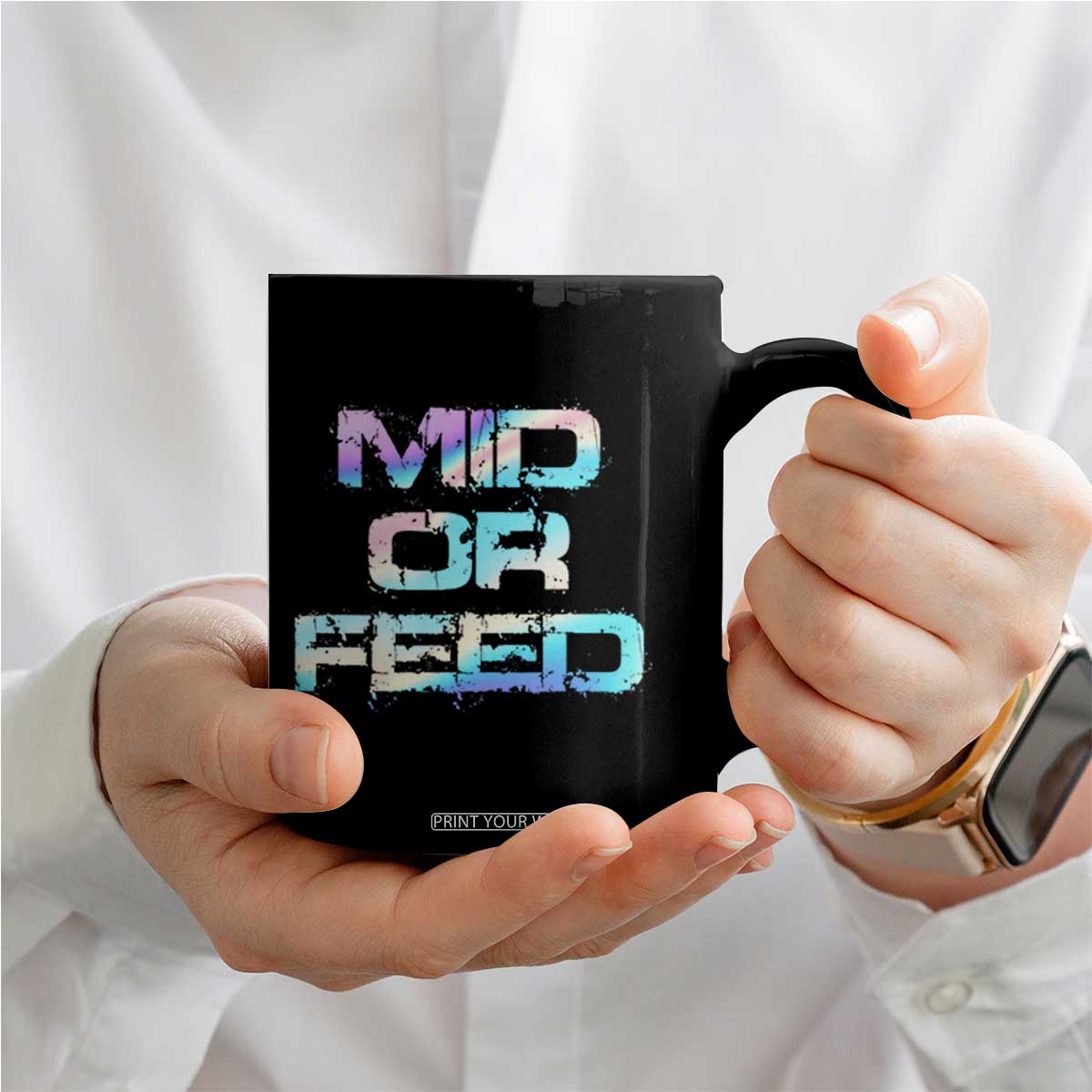 Mid Or Feed Iridescent Effect Coffee Mug Funny Game Lover Gift TS12 Print Your Wear