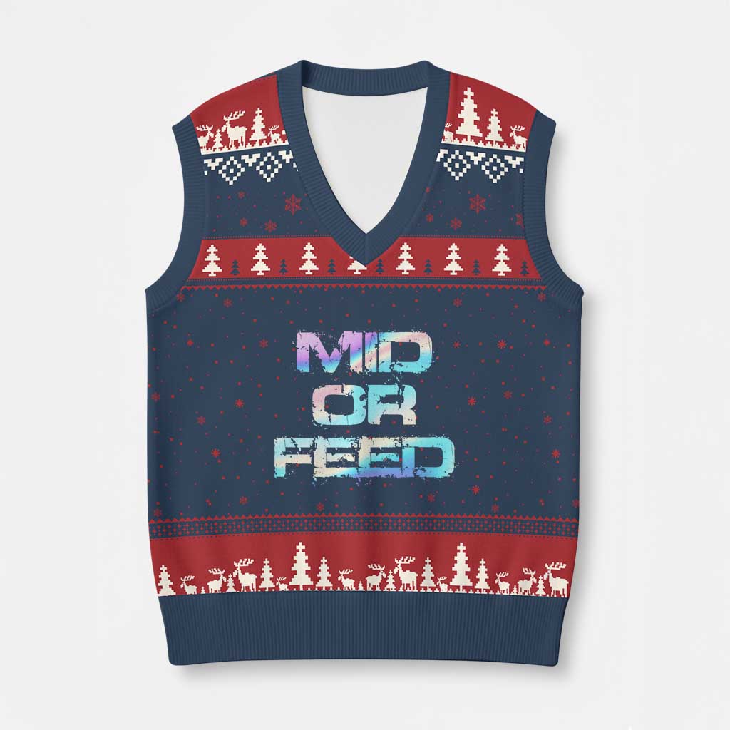 Mid Or Feed Iridescent Effect V-Neck Knit Sweater Vest Funny Game Lover Gift TS12 Navy Red Print Your Wear