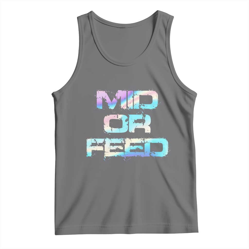 Mid Or Feed Iridescent Effect Tank Top Funny Game Lover Gift TS12 Black Heather Print Your Wear