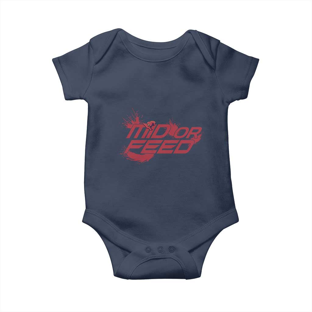 Mid Or Feed Holographic Witch Hat Baby Onesie Funny Game Lover Gift TS12 Navy Print Your Wear