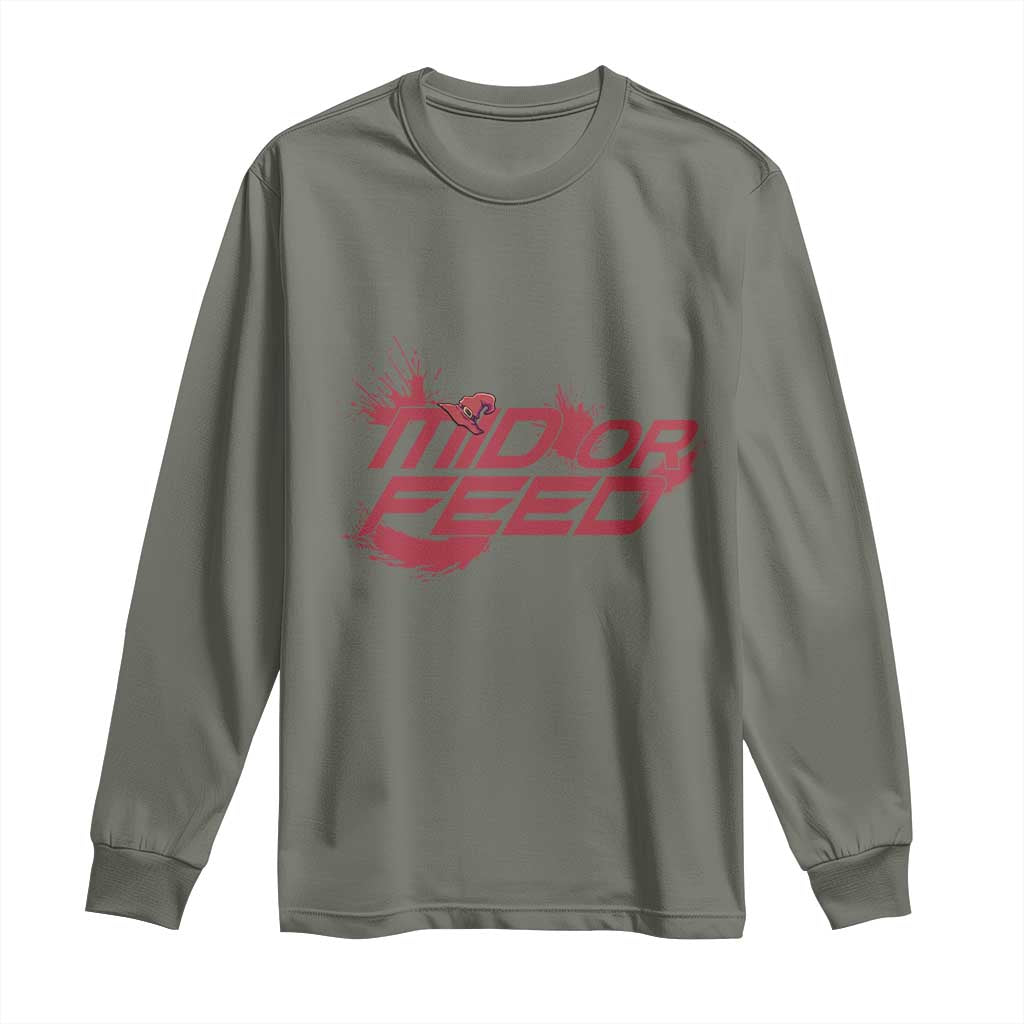 Mid Or Feed Holographic Witch Hat Long Sleeve Shirt Funny Game Lover Gift TS12 Military Green Print Your Wear