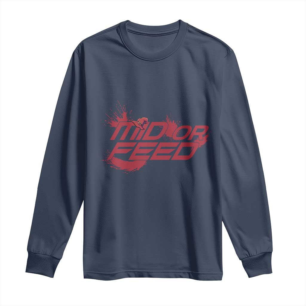 Mid Or Feed Holographic Witch Hat Long Sleeve Shirt Funny Game Lover Gift TS12 Navy Print Your Wear