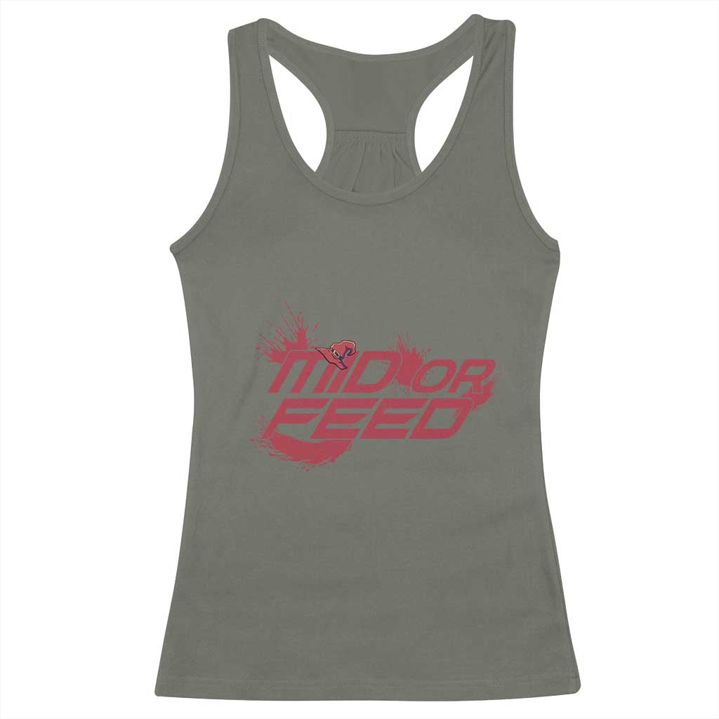 Mid Or Feed Holographic Witch Hat Racerback Tank Top Funny Game Lover Gift TS12 Military Green Print Your Wear