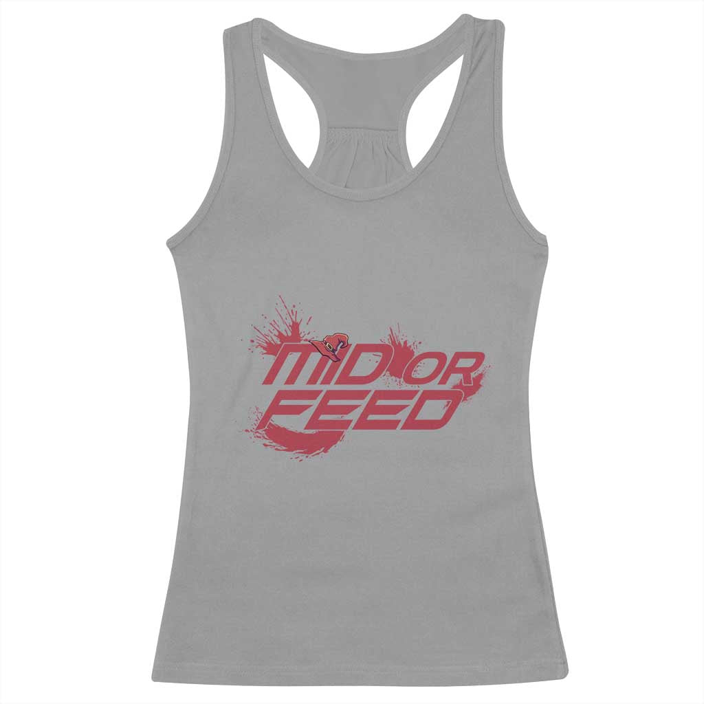 Mid Or Feed Holographic Witch Hat Racerback Tank Top Funny Game Lover Gift TS12 Sport Gray Print Your Wear