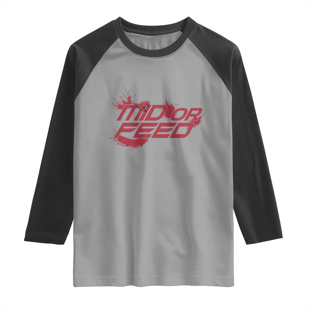 Mid Or Feed Holographic Witch Hat Raglan Shirt Funny Game Lover Gift TS12 Sport Gray Black Print Your Wear