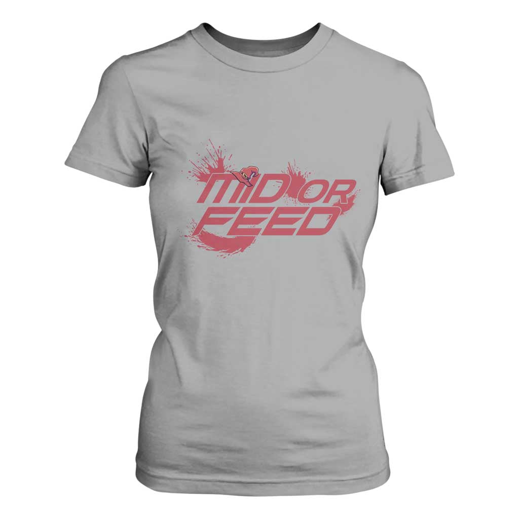 Mid Or Feed Holographic Witch Hat T Shirt For Women Funny Game Lover Gift TS12 Sport Gray Print Your Wear