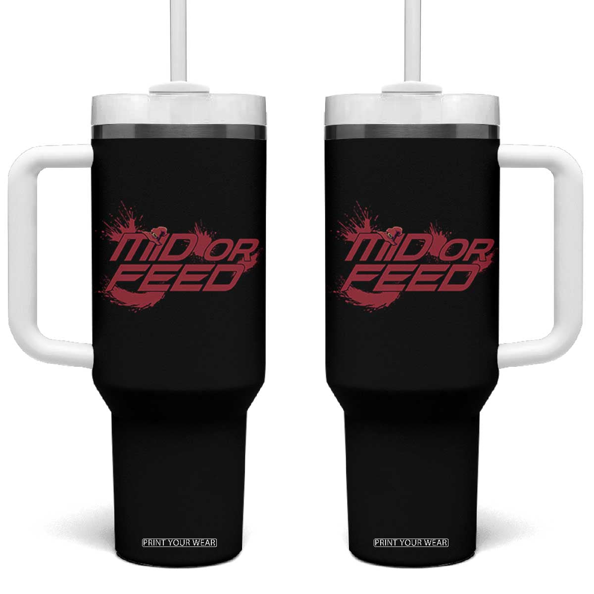 Mid Or Feed Holographic Witch Hat Tumbler With Handle Funny Game Lover Gift TS12 One Size: 40 oz Black Print Your Wear