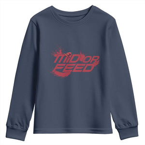 Mid Or Feed Holographic Witch Hat Youth Sweatshirt Funny Game Lover Gift TS12 Navy Print Your Wear
