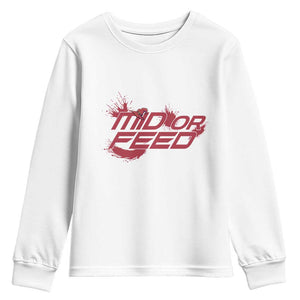 Mid Or Feed Holographic Witch Hat Youth Sweatshirt Funny Game Lover Gift TS12 White Print Your Wear