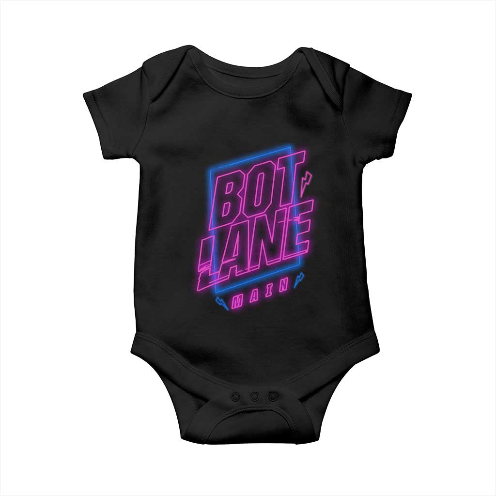 Bot Lane Main Cyberpunk Neon Style Baby Onesie Gaming Quote Gift TS12 Black Print Your Wear
