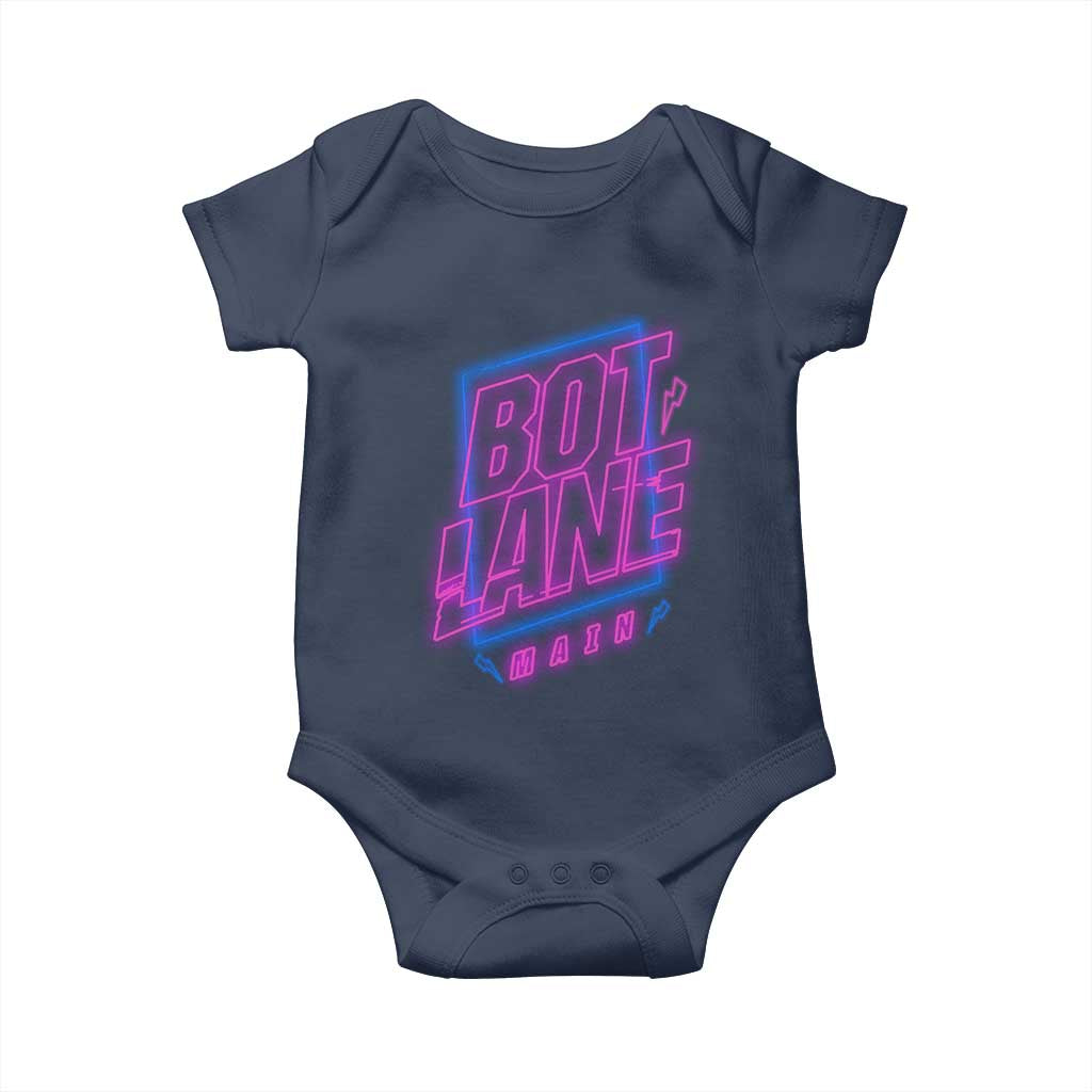 Bot Lane Main Cyberpunk Neon Style Baby Onesie Gaming Quote Gift TS12 Navy Print Your Wear