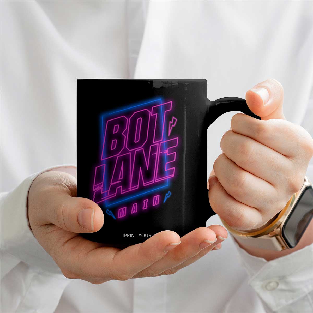 Bot Lane Main Cyberpunk Neon Style Coffee Mug Gaming Quote Gift TS12 Print Your Wear