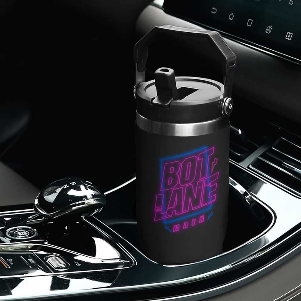 Bot Lane Main Cyberpunk Neon Style Flip Straw Tumbler Gaming Quote Gift TS12 Print Your Wear