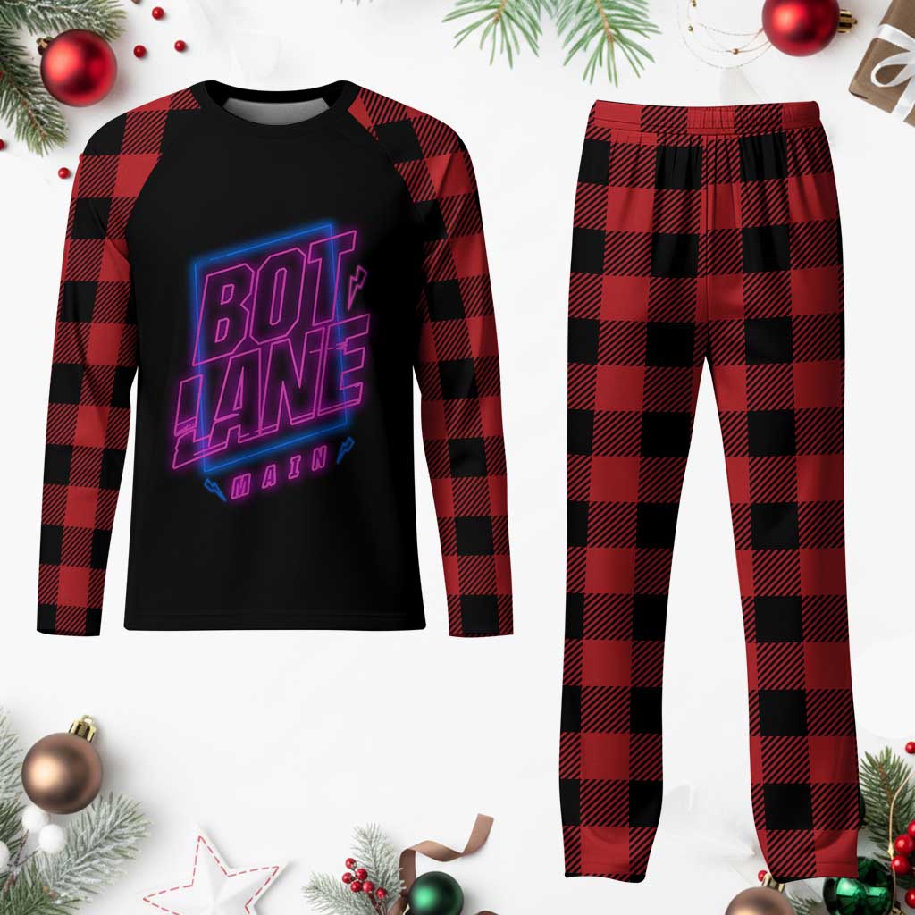 Bot Lane Main Cyberpunk Neon Style Plaid Pajama Set Gaming Quote Gift TS12 Buffalo Plaid Print Your Wear
