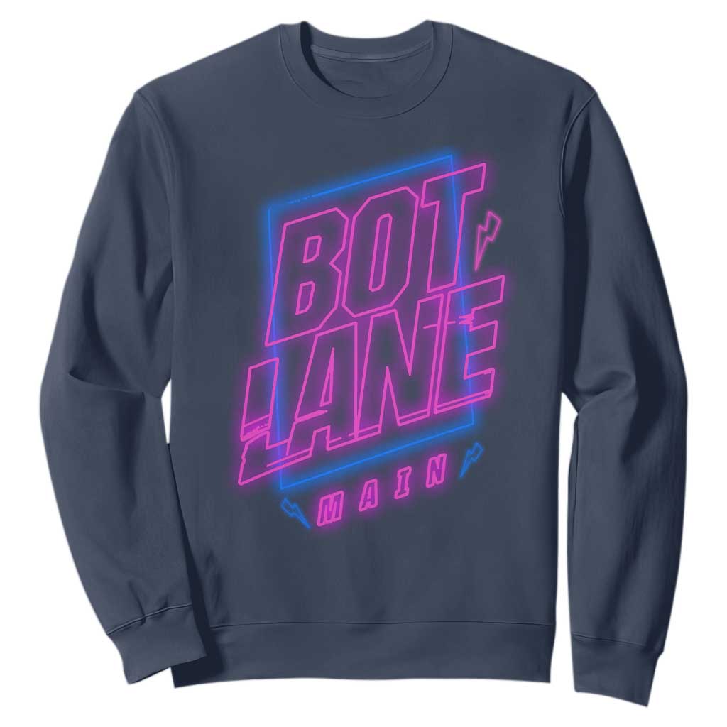 Bot Lane Main Cyberpunk Neon Style Sweatshirt Gaming Quote Gift TS12 Navy Print Your Wear