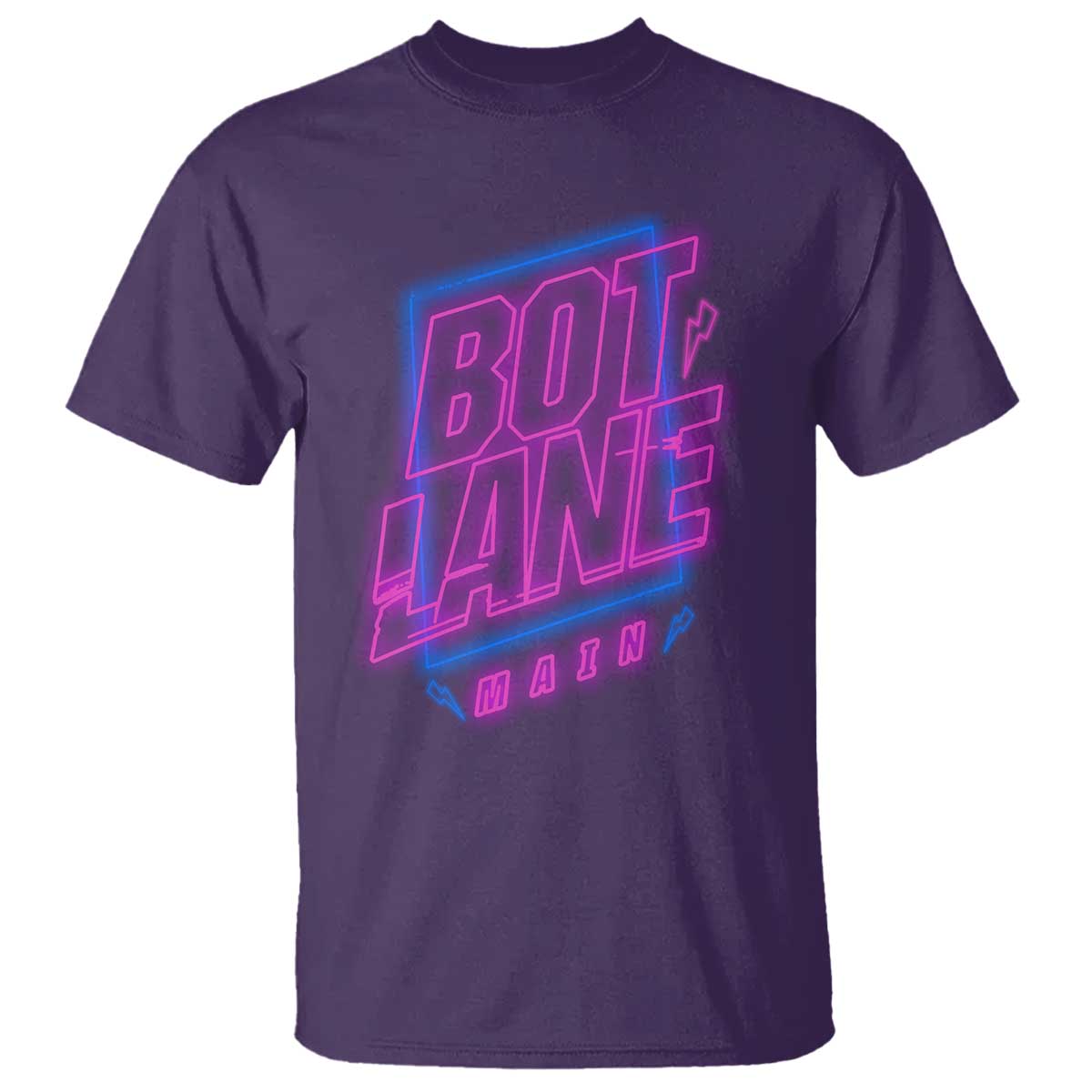 Bot Lane Main Cyberpunk Neon Style T Shirt Gaming Quote Gift TS12 Purple Print Your Wear