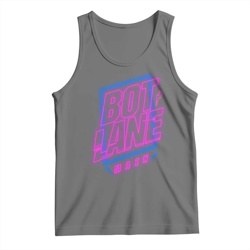 Bot Lane Main Cyberpunk Neon Style Tank Top Gaming Quote Gift TS12 Black Heather Print Your Wear