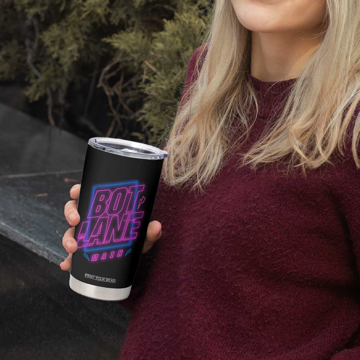 Bot Lane Main Cyberpunk Neon Style Tumbler Cup Gaming Quote Gift TS12 Print Your Wear