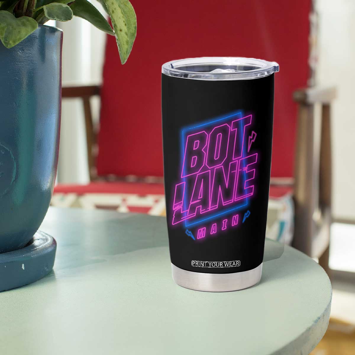 Bot Lane Main Cyberpunk Neon Style Tumbler Cup Gaming Quote Gift TS12 Print Your Wear