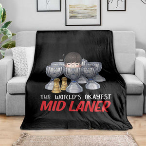 Worlds Okayest Mid Laner Throw Blanket Funny Game Lover Gift TS12 Print Your Wear