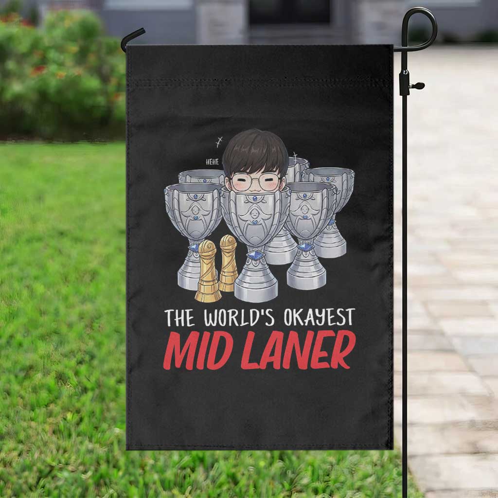 Worlds Okayest Mid Laner Garden Flag Funny Game Lover Gift TS12 Print Your Wear