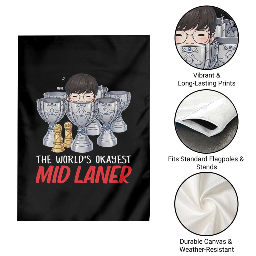 Worlds Okayest Mid Laner Garden Flag Funny Game Lover Gift TS12 Print Your Wear