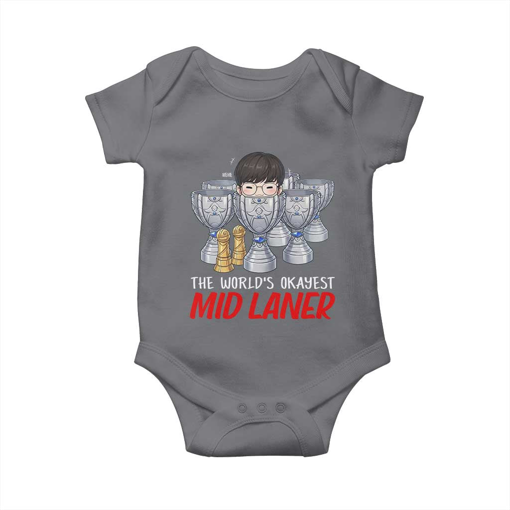 Worlds Okayest Mid Laner Baby Onesie Funny Game Lover Gift TS12 Charcoal Print Your Wear