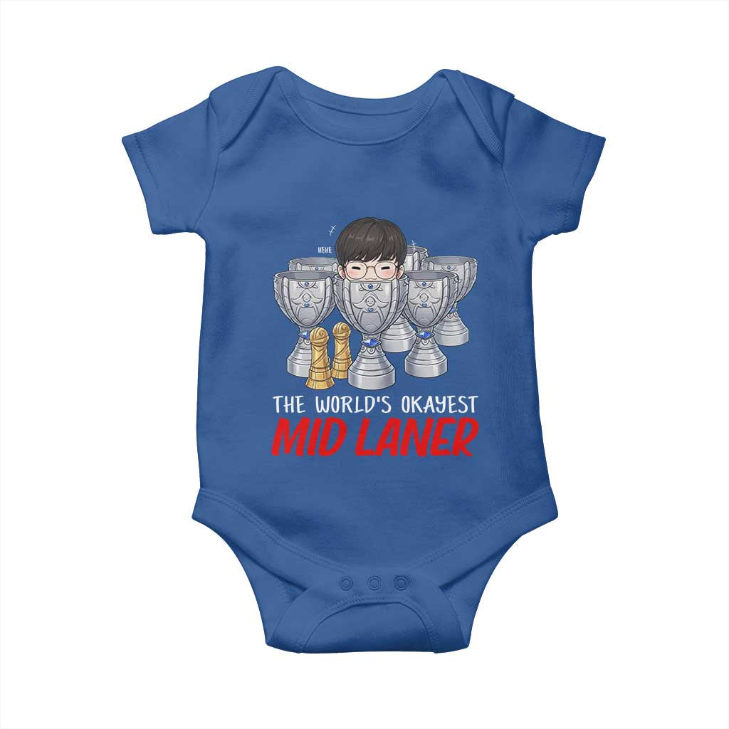 Worlds Okayest Mid Laner Baby Onesie Funny Game Lover Gift TS12 Royal Blue Print Your Wear