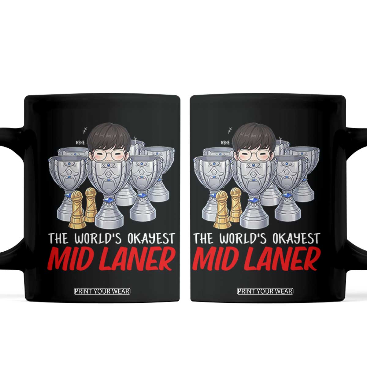 Worlds Okayest Mid Laner Coffee Mug Funny Game Lover Gift TS12 Black Print Your Wear