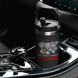 Worlds Okayest Mid Laner Flip Straw Tumbler Funny Game Lover Gift TS12 Print Your Wear