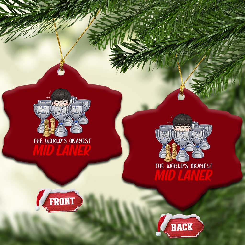 Worlds Okayest Mid Laner Ceramic Ornament Funny Game Lover Gift TS12 Print Your Wear