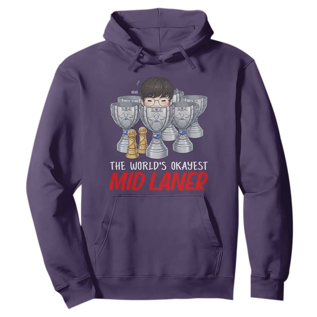 Worlds Okayest Mid Laner Hoodie Funny Game Lover Gift TS12 Purple Print Your Wear