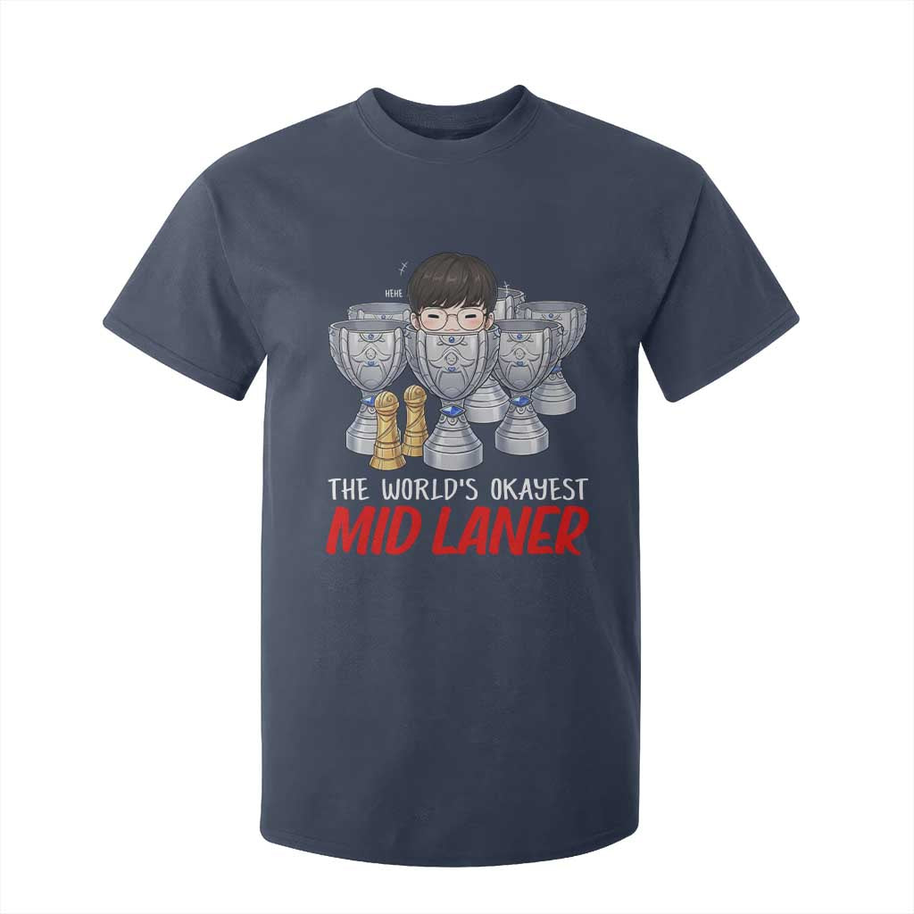 Worlds Okayest Mid Laner T Shirt For Kid Funny Game Lover Gift TS12 Navy Print Your Wear