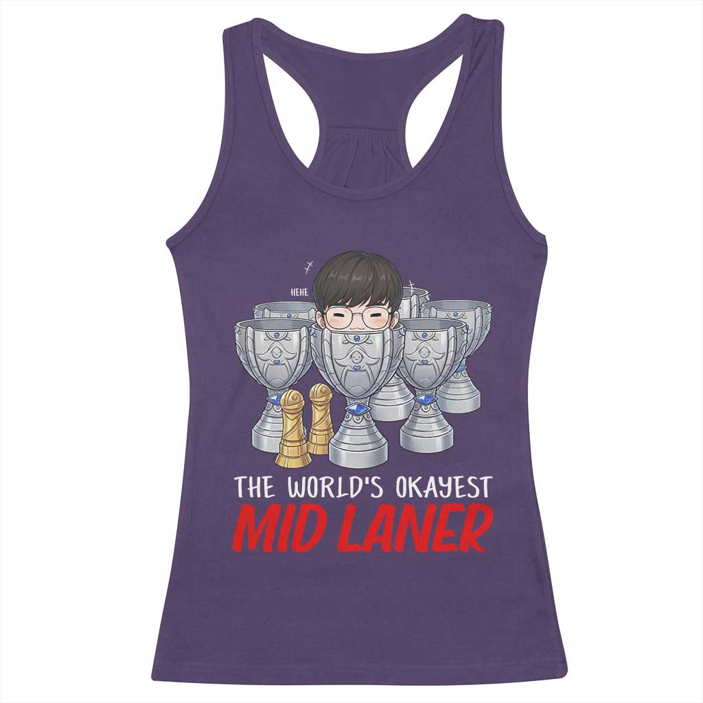 Worlds Okayest Mid Laner Racerback Tank Top Funny Game Lover Gift TS12 Purple Print Your Wear