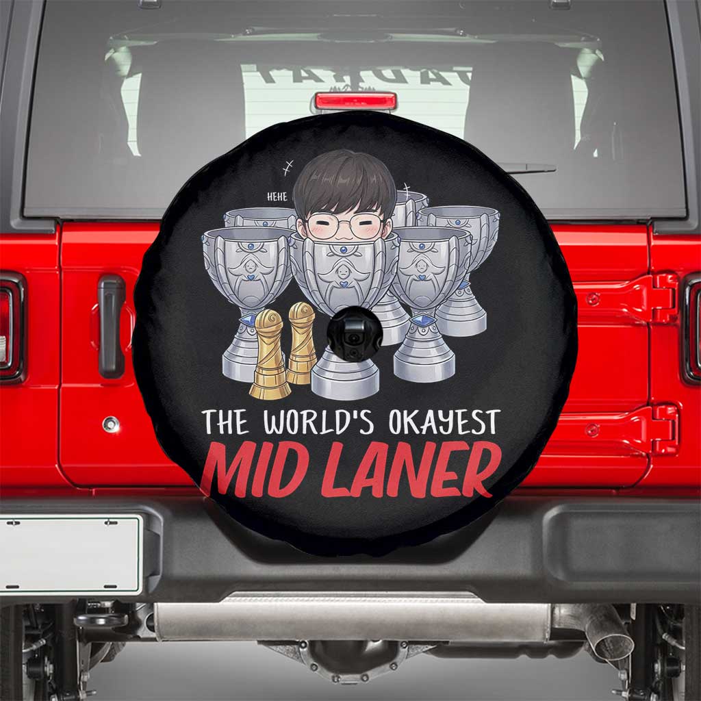 Worlds Okayest Mid Laner Spare Tire Cover Funny Game Lover Gift TS12 Black Print Your Wear