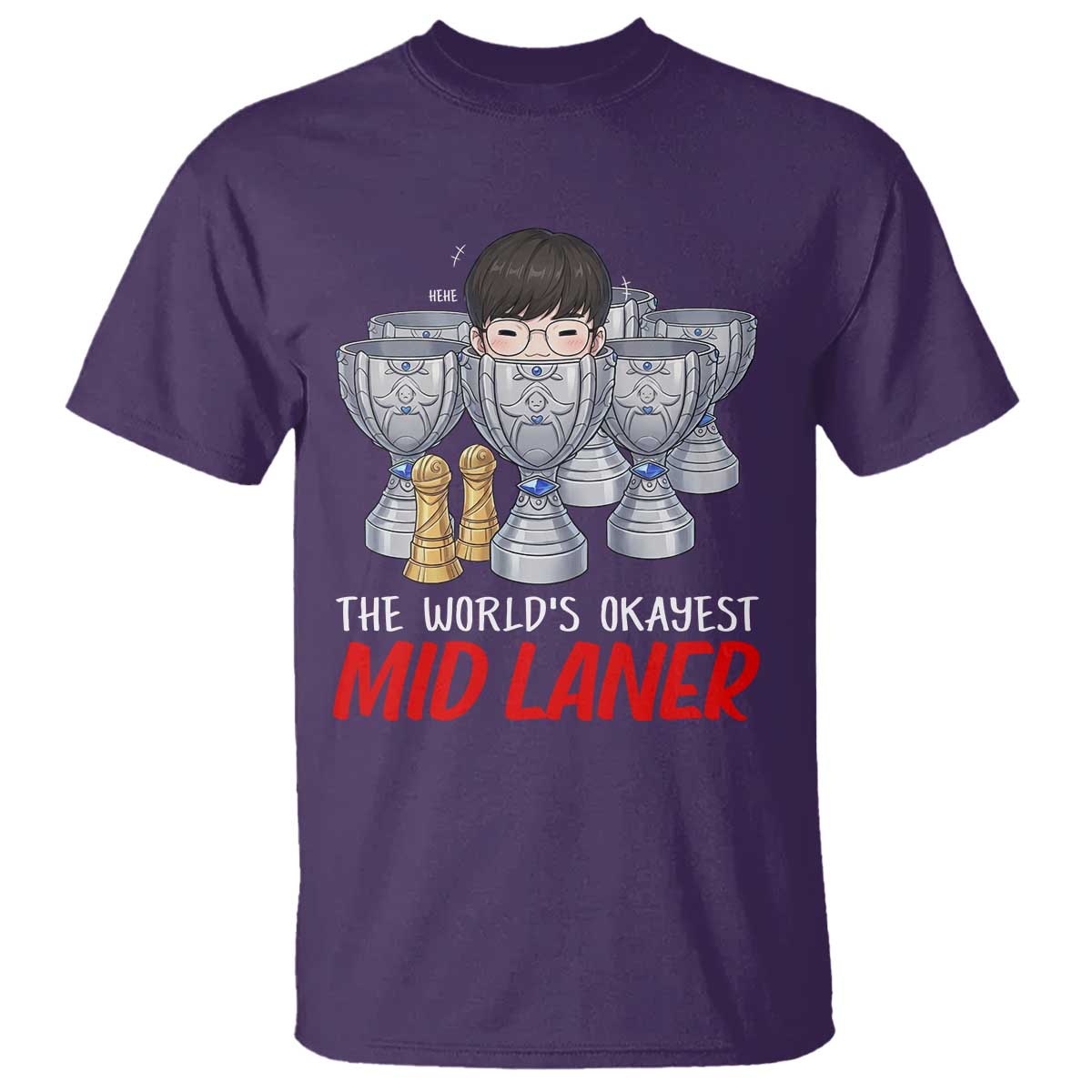 Worlds Okayest Mid Laner T Shirt Funny Game Lover Gift TS12 Purple Print Your Wear