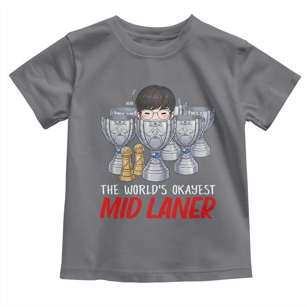 Worlds Okayest Mid Laner Toddler T Shirt Funny Game Lover Gift TS12 Charcoal Print Your Wear