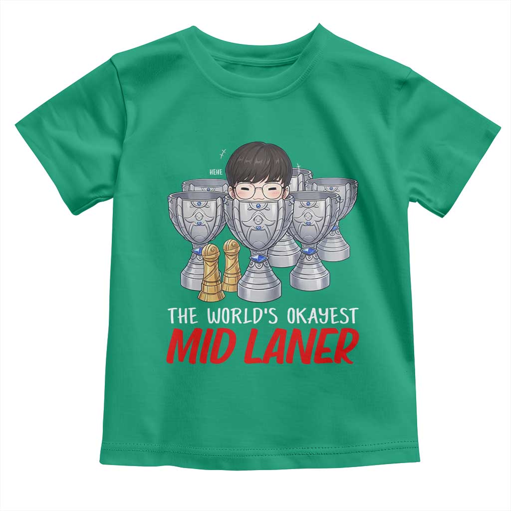 Worlds Okayest Mid Laner Toddler T Shirt Funny Game Lover Gift TS12 Irish Green Print Your Wear