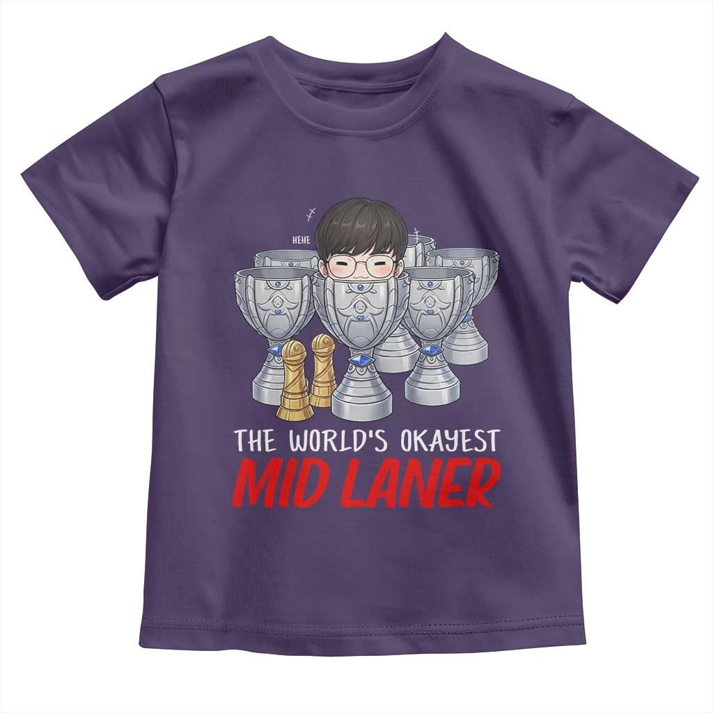 Worlds Okayest Mid Laner Toddler T Shirt Funny Game Lover Gift TS12 Purple Print Your Wear